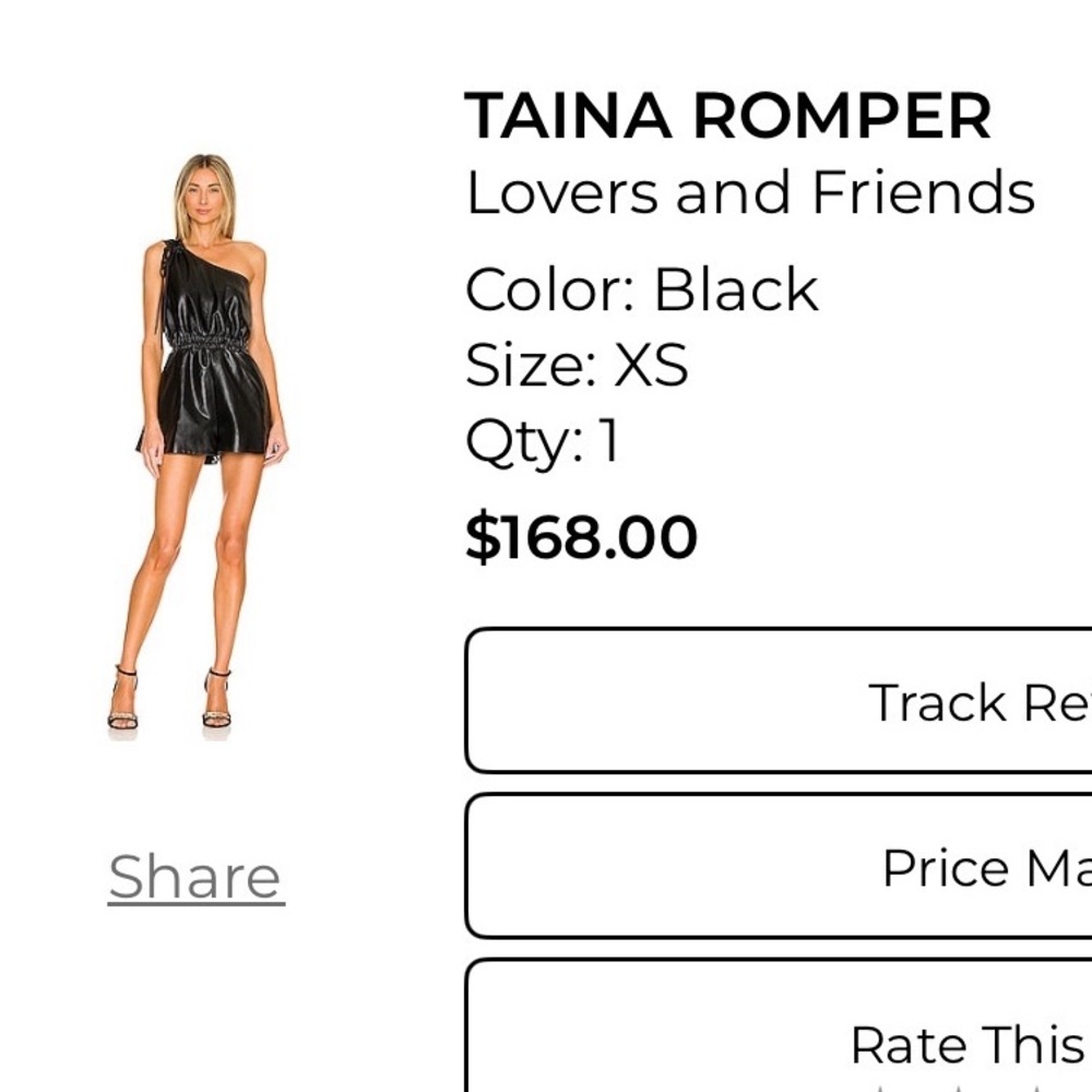 Lovers + Friends Black Faux Leather Romper